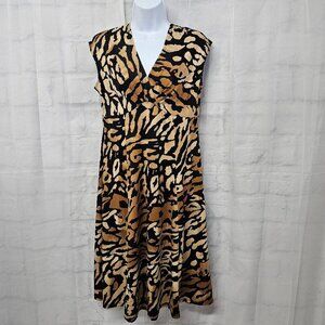 Merona Brown Leopard Print Y2K Babydoll Tribal Safari Dress M